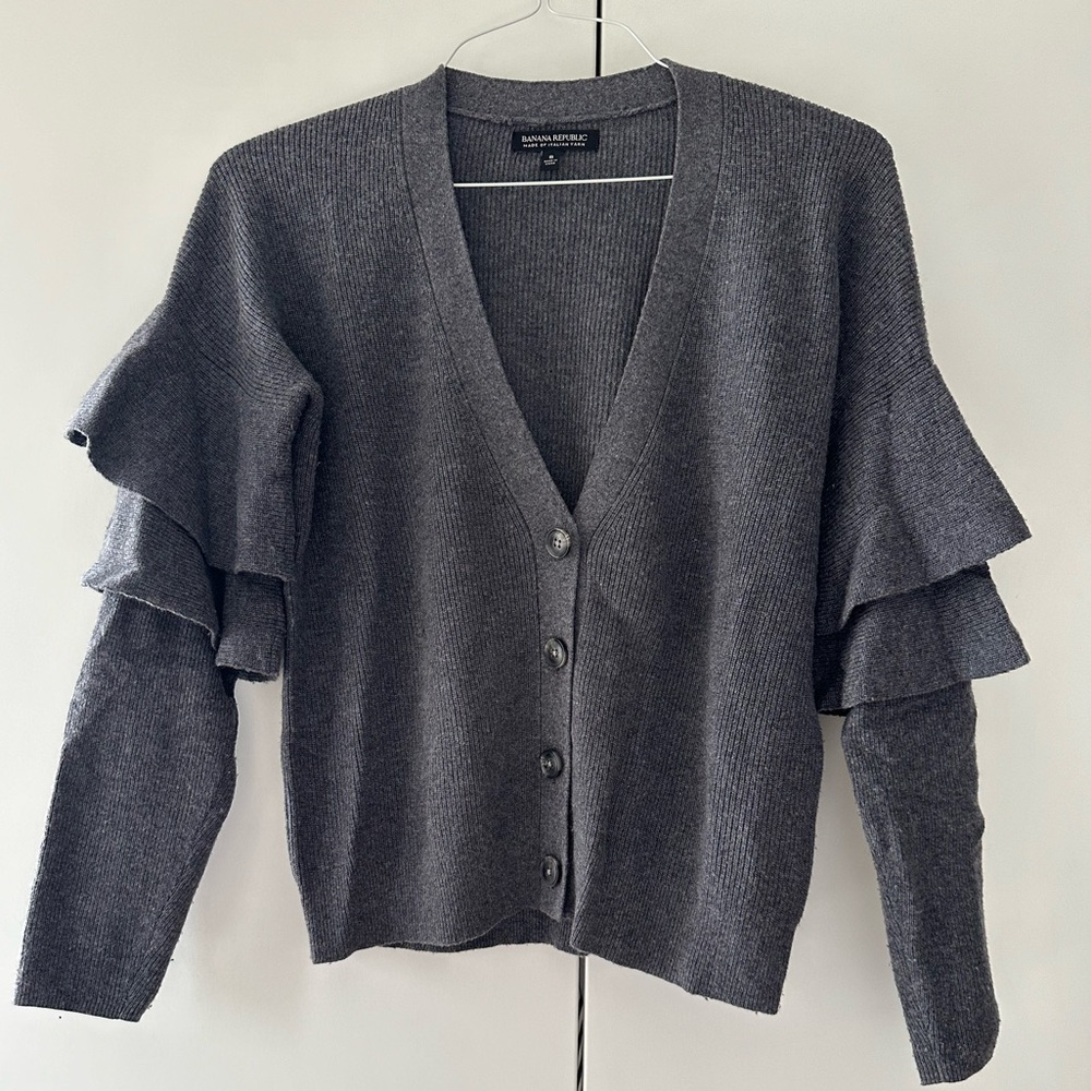 Banana Republic Women’s Ruffle-Sleeve Cardigan - Small - Made of Italian Yarn